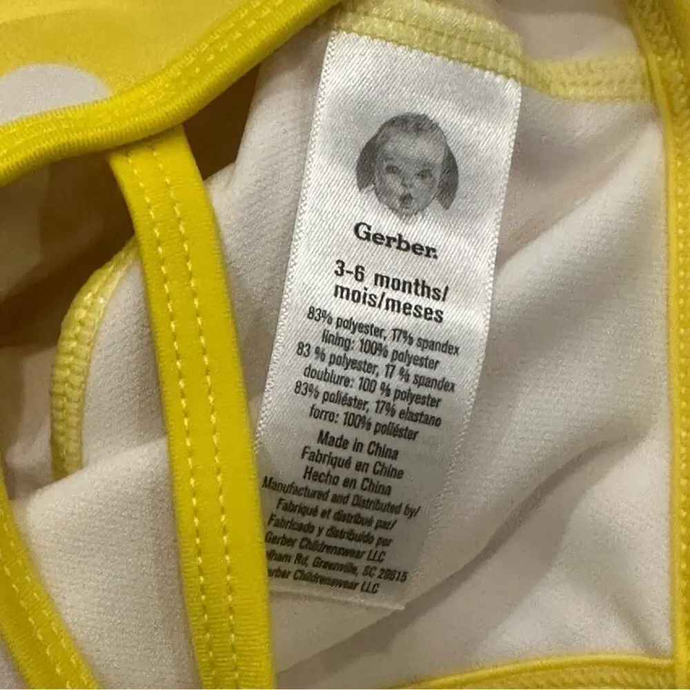 Gerber Yellow Polka Dot Bathing Suit sz 3-6 m Swimsuit